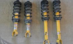 These are Koni Yellow Sport shocks and springs for a Honda S2000. The spring rates and shock tuning was done for a combination street driving and autox or track use, so a very nice handling improvement.