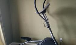 We are selling our elliptical exercise machine to make room in our spare bedroom for a nursery.
It is about three years old, used semi-consistently.
Includes two separate screen displays.
Pick-up only, and requires a pick-up truck or van for moving.
We