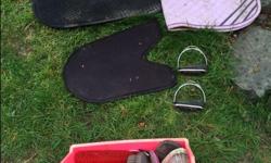Brushes and English saddles pads and saddle support pad.
Stirrups
Will sell stuff seperate too.