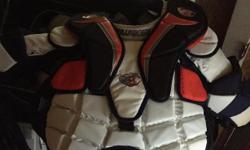 I have a Junior Large Vaughn Velocity V3 chest protector, Large Itech glove/blocker, RBK 6K pads (29"), and a Senior Small Itech helmet for sale. Comes with Bauer bag as well. Please email for more questions, all equipment is in near perfect condition!