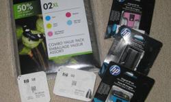 10 HP Ink Cartridges - Photosmart Series - all new in sealed packages - all 02 Series
2 - Black, 1 Cyan, 1 02 XL Cyan, 1 Light Cyan, 1 02 XL Light Cyan, 1 Light Magenta, 1 02 XL Light Magenta, 1 02 XL Yellow and 1 02XL Magenta
Purchased for $ 215.00.