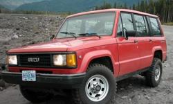 Make
Isuzu
Model
Trooper
Year
1990
Colour
Red
kms
20000
Trans
Manual
1990 Isuzu Trooper II parts needed or parts truck.
I need passenger fender,passenger headlight and signal light lense and bucket,and front bumper.
Or let me know if you have one you