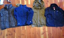 Columbia down jacket small (like new) $50// XS stormtech jacket $40// Small Horka $20// XS horseware light jacket $35// Green small down vest $5// XS black down vest $5// tan side zip Ariat breeches, in very good condition 26L $40// Brown horka breeches