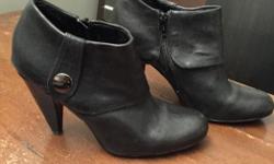 Leather black booties great shape