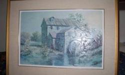 Beautiful textured print "Brenda's Mill" by James Lorimer Keirstead, famous Canadian artist. Matted & framed....print measures 16" x 24", 24" x 32" with frame. .
When I inquired about the painting from the Keirstead studio....this is what the artist?s