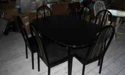 i have a black kitchen table with six matching chairs for sale. table has a gold color edging on it with the same edging on back of chairs. reason for selling....we bought a new set.