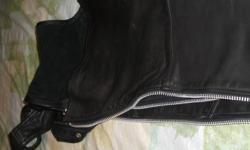Ladies black leather vest - size small - like new
Ladies black leather Chaps- size medium - like new