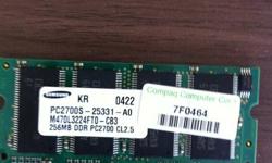 Samsung  1 x 256MB DDR-333 (PC 2700) laptop memory. Work great with no problem.
 
Keywords:  Ram, memory, laptop, desktop, DDR