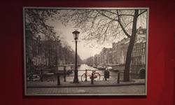 Stunning black and white photo of Amsterdam with a red bike in the foreground. Originally from Ikea where it sells for $50. (ikea name: VILSHULT). Mounted on Fibre board, ready to hang.
55"w x 39.5"h x 1"