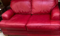 Gorgeous Red leather couch from lazyboy, rarely used in good condition.