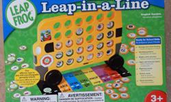 LEAP FROG Leap-in-a-Line Game for 2 - 4 players. Ages 3+yrs.
Five fun ways to play with School Bus game board and 106 interchangeable gameplay tokens.
Tokens feature Shapes, Size, Colour, Upper and Lower Case Letters and Beginning Letter Sounds.
New -
