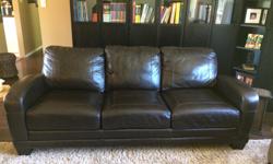 Comfortable Leather couch. Purchased at Costco for a recreation room. Current house too small. Barely used and overall in good condition. There are a few scratches on the leather.
Ask for Kelly and Dave