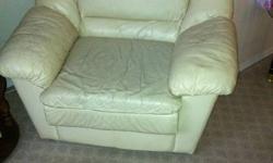 WHITE LEATHER COUCH AND SINGLE CHAIR
 
some wear and tear, but it's other wise comfortable and great furniture! The reason why i'm selling is because I am moving into a condo and these couches are not needed as I reduced my living space! I hate to part