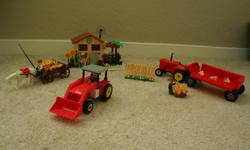 A best-lock brand (similar to Lego) farm set in quite good condition. I'm quite overdue to sell it; I've grown out of it, but I'm sure someone will have as much of a good time as I had with it.
It includes a farmhouse, a horse drawn cart, a farm