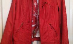 I have a red leather jacket in like-new condition. Has slanted side zip pockets. Size medium. Barely worn. Originally paid ~$300. Asking $100.