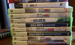 PS3
 
Skate 2, Great condition...$10 (or will trade for skate or skate 3)
 
NHL 11, Great condition...$20
 
Madden 12, Great condition...$35
 
XBOX 360
 
 MLB the bigs, great condition...$5
 
Little league world series baseball, only played once...$10