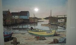 Original water colour, " Low tide" scene from eastern Canada done by an artist that travel the world and paint Glyn Smith. Nicely framed and matted. Size: 21" by 17".