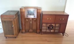 Moving and must sell my collection of Antique Radios. (5 Items) they are as pictured (minus Grammaphone) however have taken some slight cosmetic damage from some wild and unruly kids. I have drastically reduced my original asking price reflecting this,