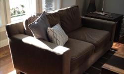 Taupe fabric can be removed to clean cushions. Paid $1734 plus taxes for Sofa only and not sure how much was paid for the loveseat. In great condition, no tears.
Details
-100% polyester
-Kiln dried hardwood and engineered wood frame
-Wood legs
-No sag