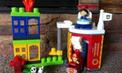 Mega Blocks Fire Station
    includes fire truck, helicopter, fire fighter, fire station & more!
Plus 300+ assorted mega blocks, multiple colours
These are the large size building blocks.
All in great condition!Pet free, smoke free home.
