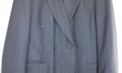 Men's Pierre Cardin pin stripe smokey grey double breasted wool suit. Fits a 170 lb, 5'10" man, lost weight, no longer can wear $35 250-246-3737