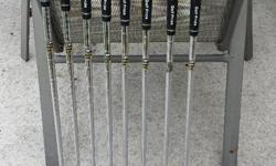 Set of Mizuno MP 60 irons. 3-PW. With Golfpride grips, Stiff 300 Truetemper shafts. Irons are used but are still very playable, just the usual nicks and dings.