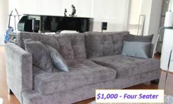 MOVING SALE:
mailto:  mailto:plsep2011@yahoo.ca
 
Sofa - 4 Seater = $1,000.00
Black leather chairs x 2 = $500/each
Chairs - Red/Gold x 2 = $500/each
Table = $200.00
Ottoman = $500.00
Elegant dining table = $1,000.00
Chairs x 6 = $200/each