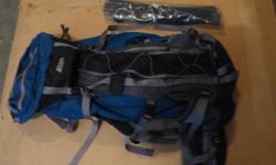 used twice, compare at $150 new, blue and black with pockets and weatherguard