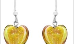 MURANO GLASS Made in Italy Dazzling Brand New Heart Earrings Well Made in 24K Yellow Murano Glass and 925 Sterling silver. Total item weight 6g
Suggest Retail Value $370us - Asking $195
Item:                             Earring
Original Brand Name: