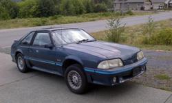 1987 mustang gt, no motor or trans, good interior, glass, sunroof and ground effects, rusty front frame