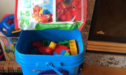 Time to pass on some of our toys for the next family to play with and enjoy.
1 bag and two containers of blocks - my first blocks perfect for toddlers - ages 1-5.