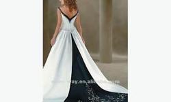 Navy blue and white wedding dress, size 8-10 ladies, worn once, great shape.