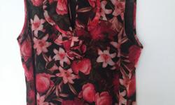 KARL LAGERFELD PARIS Floral-Print Ruffled Blouse, Size Medium. BRAND NEW. Smoke and pet free. Retail $99 plus tax.