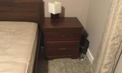 Bought last summer,, changing all our furniture so 2 nightstands up for grabs at $60 each. Dark brown, 2 drawer, excellent condition