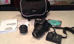 Nikon D5100 Digital SLR camera with 2 lenses: 18-55mm and 70-300mm, case, 2 batteries with charger, all cords, cables and instruction manuals. Paid $1000 new on sale 3 years ago, hardly used, excellent condition. Asking $600.