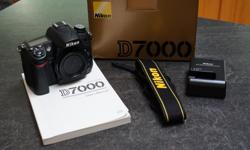 Nikon D7000 body - 15, 989 actuations (shutter count) - which is 11% of expected shutter count for this model.
Complete with original box, battery, batter charger, strap, etc. Included in the price is a book titled 'Mastering the Nikon D7000 by Darrell