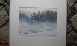 Original water colour by Nova Scotia artist Alice Reed. Winter scene (snow pillows) 1984. Original purchase from the Nova Scotia Art Gallery. Image size approximately 15 1/2" x 12". Framed size approximately 24" x 21". Current works of this size list at