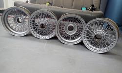 Make
MGB
Year
1969
Reduced Price. A set of four Original Equipment (Painted) 60 spoke wire wheels from a 1969 MGB Roadster. No broken spokes and the hub spline is good. I've upgraded my wire wheels so have the original set for sale. Will sell as a set for