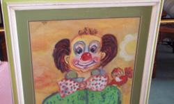 Mix media ( pastel and acrylic ) original painting of a clown, nicely mated and frame. Size: 23" by 30"