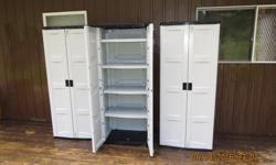 Three Suncast full height storage closets in mint condition $105 each.