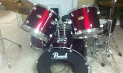 Pearl Forum Series drumkit. Has bass drum, 3 toms, snare, hi-hat, and crash. Extra Zildjian crash cymbal and Sabian ride cymbal. This ad was posted with the Kijiji Classifieds app.