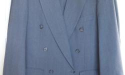 Men's Pierre Cardin pin stripe smokey grey double breasted wool suit. Fits a 165 lb, 5'10" man, lost weight, no longer can wear 250-246-3737