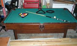 44 in X 80 in pool table with accessories