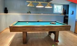 Selling our pool table! Removed to redo the flooring in our family room and won't be putting this back in. Currently disassembled and ready to be moved. 1" slate, felt in great shape, no stains or any other issues. Have all screws and parts neatly