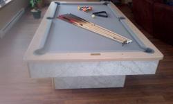 3 yrs old...great condition! 4x8 1 1/4" slate White with gold trim Olhausen Pool Table. Incls everything! 1100 OBO To inquire 2506660099 or 2508594212