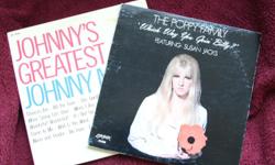 Very rare collectable two album set $20.00
1969 The Poppy Family, Which Way you Goin Billy featuring Vancouver's Susan Jacks 33 1/3, London Records
Jacket in good shape
Record has one noticeable scratch
1963 Johnny Mathis, Johnny's greatest hits 33 1/3,
