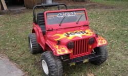 Power Wheels Jeep -worked well the last time my son used it 15 years ago. Been sitting collecting dust since. battery will not hold a charge, so cannot prove it to work. 2 forward speeds, 1 reverse. - $100
Power Wheels Lil Suzuki - worked well the last