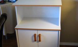 White microwave stand - excellent condition. 36"H x 16"D x 24"W. $35.00