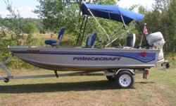Pricecraft Pro Series 142 with a 2006 Johnson 35h/p tiller with electric start/trim.
Boat/motor/trailer are all in excellent condition. Great fishing package. Bimini top, livewell, running lights, bilge pump, cup holders, storage.
I will also include a