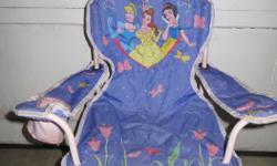 Princess camping chair. Fantastic shape. Also comes with vinyl carrying bag. No rips or tears on the chair or the carrying bag.